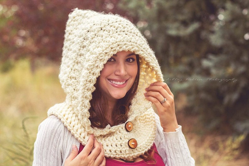 Crochet Pattern for Star Stitch Hooded Cowl 5 Sizes DIY Tutorial Hooded Cowl Crocheting Pattern Crochet Hooded Scarf Pattern image 1