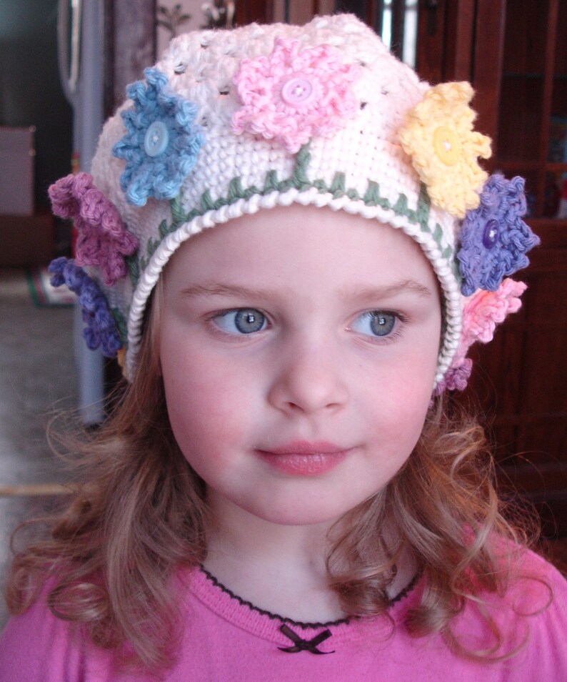 Crochet Pattern for Flower Garden Hat 5 Sizes Baby to Adult Etsy