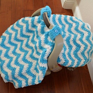 Crochet Pattern for Chunky Chevron Car Seat Canopy Cover Crochet Baby Car Seat Cover Pattern Baby Blanket Crocheting Pattern image 6