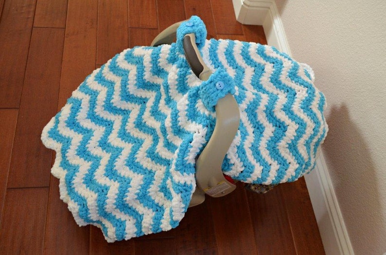 Crochet Pattern for Chunky Chevron Car Seat Canopy Cover Crochet Baby Car Seat Cover Pattern Baby Blanket Crocheting Pattern image 6