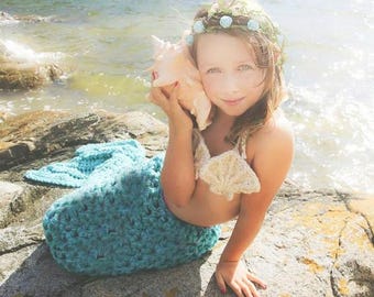 Set of 2 Crochet Patterns for Mermaid Tail and Shell Bikini Top Photography Props | DIY Tutorial | Crochet Mermaid Tail Pattern