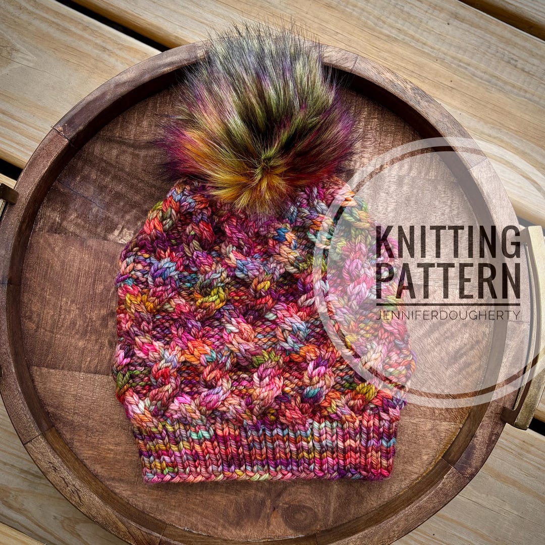 KNIT Pattern for Interlinked Beanie Hat | PDF Knitting Instructions ...