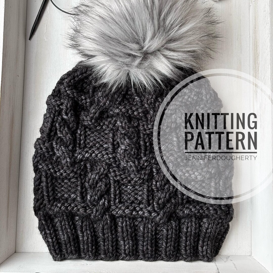 KNIT Pattern for Boxed Cables Beanie Hat | PDF Knitting Instructions ...