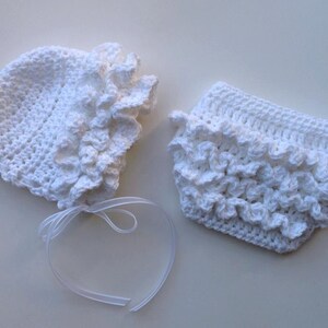 Crochet Pattern for Ruffled Baby Bonnet Hat 4 sizes Crochet Baby Bonnet Pattern DIY Tutorial Ruffle Baby Hat Crocheting Pattern image 3