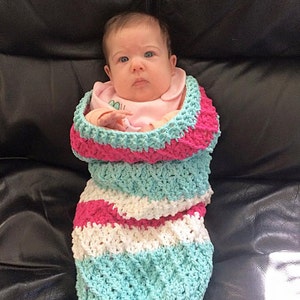 Crochet Pattern for Mini Harlequin Baby Swaddle Sack/Cocoon hat pattern NOT included Crochet Baby Pattern Baby Cocoon Crochet Pattern image 6