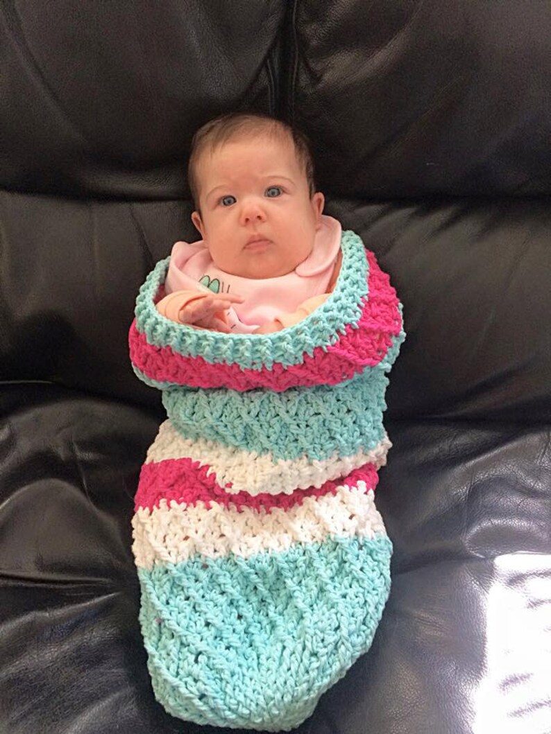 Crochet Pattern for Mini Harlequin Baby Swaddle Sack/Cocoon hat pattern NOT included Crochet Baby Pattern Baby Cocoon Crochet Pattern image 6