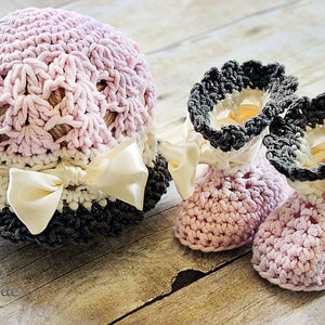 Set of 2 Crochet Patterns for Katrina Cloche Hat and Baby Booties | Crochet Hat Pattern | DIY Tutorial | Baby Booties Crocheting Pattern