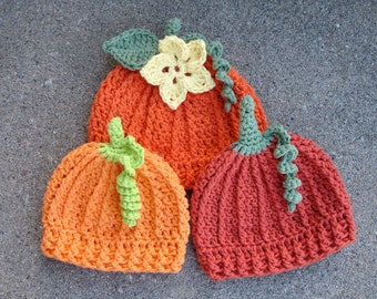 Crochet Pattern for Pumpkin Beanie Hat | 7 sizes | Crochet Hat Pattern | DIY Tutorial | Hat Crocheting Pattern | Fall Harvest Autumn Crochet