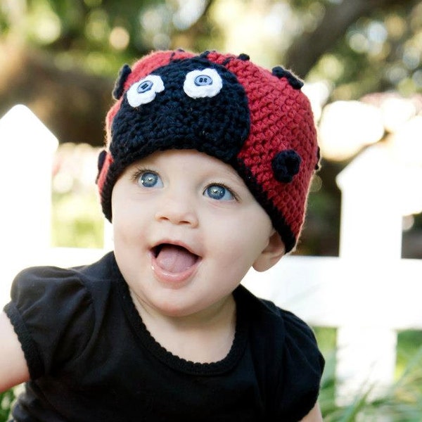 Crochet Pattern for Love Bug Ladybug Beanie Hat | 5 sizes | Crochet Hat Pattern | DIY Tutorial | Hat Crocheting Pattern