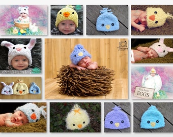 Crochet Pattern for Pipsqueaks Bunny and Chick Hats | 5 sizes | Crochet Hat Pattern | DIY Tutorial | Hat Crocheting Pattern