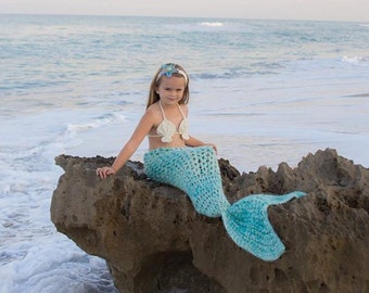 Set of  3 Crochet Patterns for Mermaid Tail, Headband, and Shell Bikini Top Photography Props | DIY Tutorial | Baby Props Crocheting Pattern