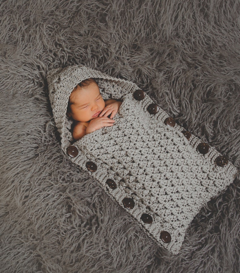 Crochet Pattern for Windchill Hooded Button Up Baby Cocoon DIY Written Tutorial Crocheting Pattern Crochet Baby Snuggle Sack Pattern image 3