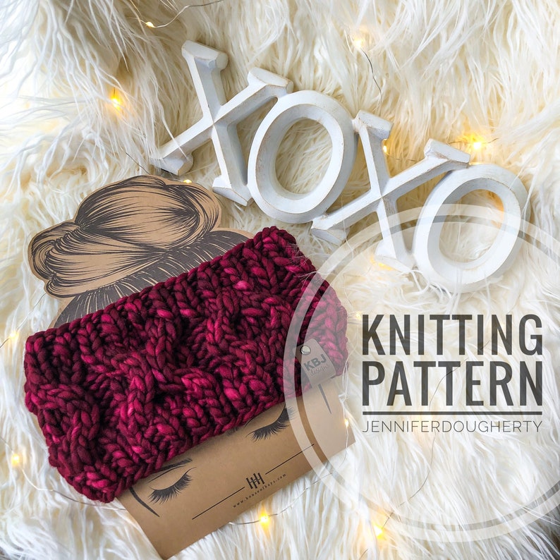 KNIT Pattern for XOXO Headband Knitting Pattern PDF Instructions Diy Written Tutorial Ear Warmer Knitting Pattern Knit Pattern image 1