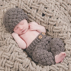 Set of 2 Crochet Patterns for Diagonal Weave Beanie or Newsboy and Baby Pants | Crochet Hat Pattern | DIY Tutorial | Baby Crocheting Pattern