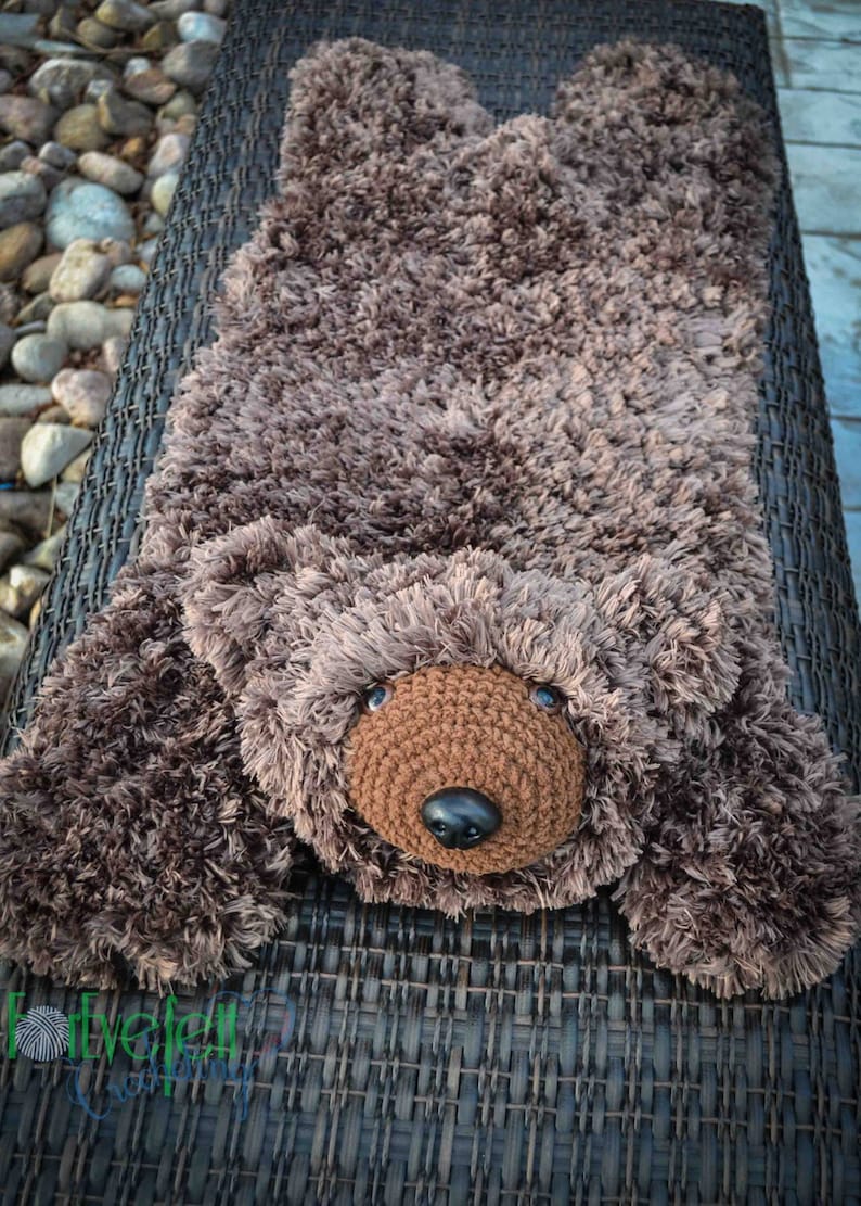 Crochet Pattern for Faux Bear Skin Nursery Rug or Photo Prop DIY Written Tutorial Crochet Bear Rug Pattern Bear Rug Crocheting Pattern image 4