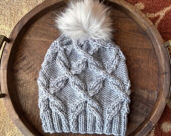 KNIT Pattern for Double Cross Beanie | 2 Sizes | Knit Hat Pattern