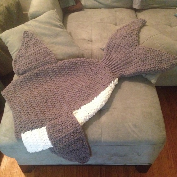 Crochet Pattern for Shark Tail Blanket DIY Tutorial Baby Prop