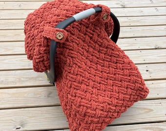 Crochet Pattern for Diagonal Weave Car Seat Canopy Cover | Crochet Baby Car Seat Cover Pattern | Baby Blanket Crocheting Pattern