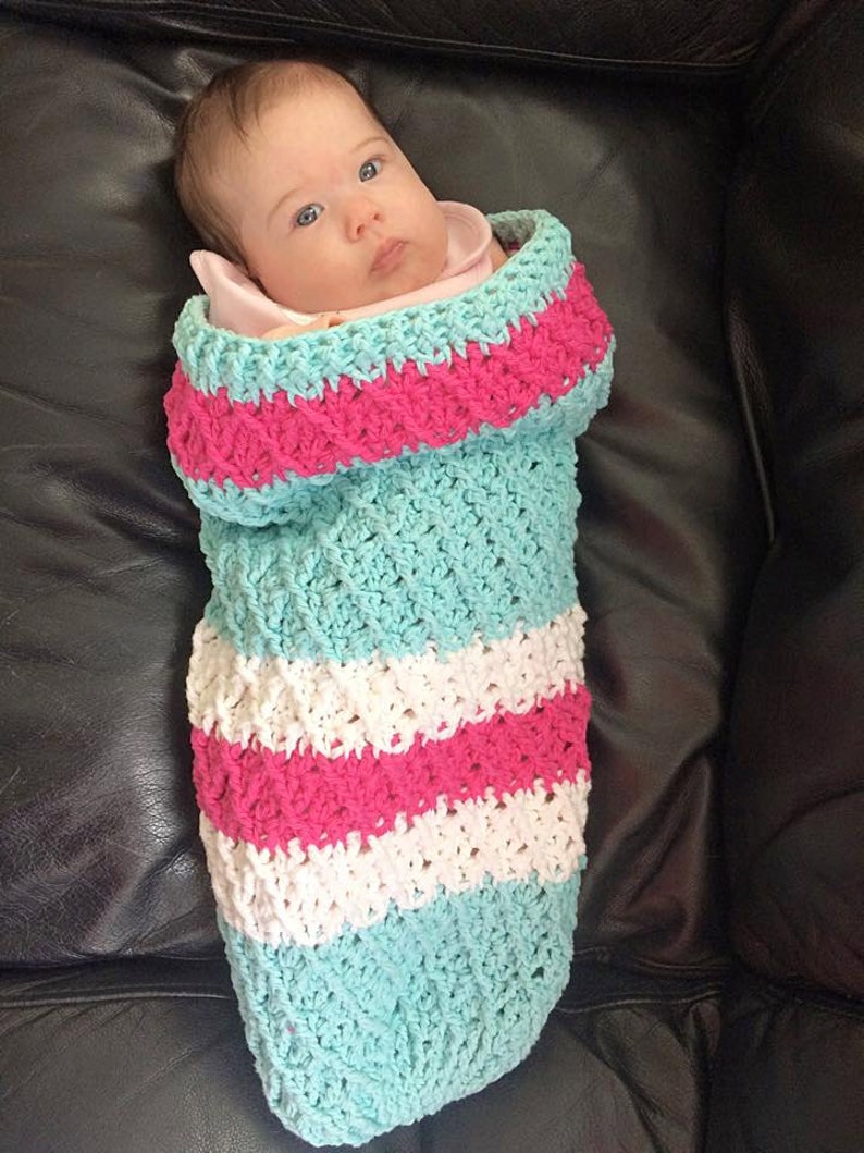 Crochet Pattern for Mini Harlequin Baby Swaddle Sack/Cocoon hat pattern NOT included Crochet Baby Pattern Baby Cocoon Crochet Pattern image 5