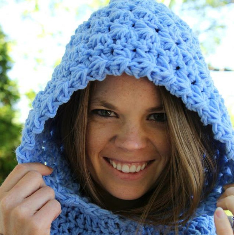 Crochet Pattern for Star Stitch Hooded Cowl 5 Sizes DIY Tutorial Hooded Cowl Crocheting Pattern Crochet Hooded Scarf Pattern image 5