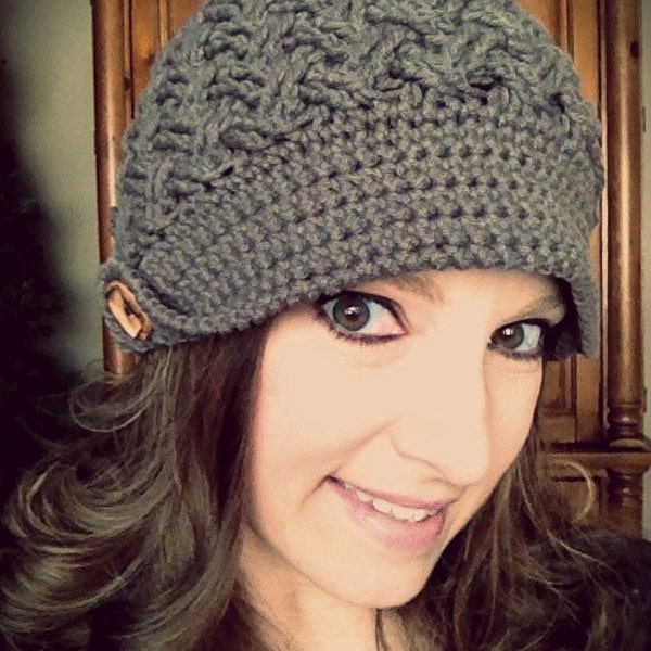 Crochet Pattern for Diagonal Weave Newsboy Beanie Hat | 6 sizes | Crochet Hat Pattern | DIY Tutorial | Hat Crocheting Pattern