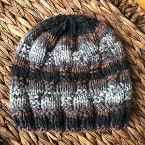 KNIT Pattern for Checkerboard Beanie or Messy Bun Hat | Multiple Sizes ...
