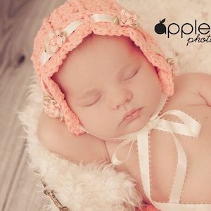 Crochet Pattern for Ashlyn Baby Bonnet Hat | 6 sizes | Crochet Baby Hat Pattern | DIY Tutorial | Baby Bonnet Crocheting Pattern