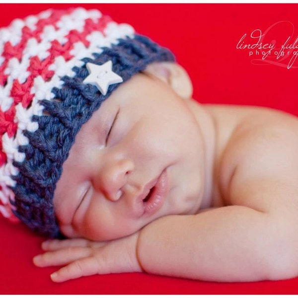 Crochet Pattern for Patriotic Stars & Stripes Olympic Beanie Hat | 6 sizes | Crochet Hat Pattern | DIY Tutorial | Hat Crocheting Pattern