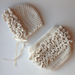Crochet Pattern for Ruffled Baby Bonnet Hat 4 sizes Crochet Baby Bonnet Pattern DIY Tutorial Ruffle Baby Hat Crocheting Pattern image 5