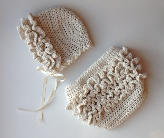 Crochet Pattern for Ruffled Baby Bonnet Hat 4 Sizes Crochet Baby