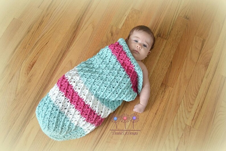 Crochet Pattern for Mini Harlequin Baby Swaddle Sack/Cocoon hat pattern NOT included Crochet Baby Pattern Baby Cocoon Crochet Pattern image 3