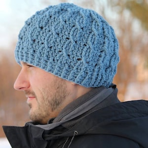 Crochet Pattern for Unisex Cable Cross Beanie | 8 sizes | Crochet Hat Pattern | DIY Tutorial | Hat Crocheting Pattern