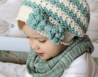 Crochet Pattern for Bella Slouch Beanie Hat w/ Bobble Bow | 8 sizes | Crochet Hat Pattern |  DIY Tutorial | Hat Crocheting Pattern