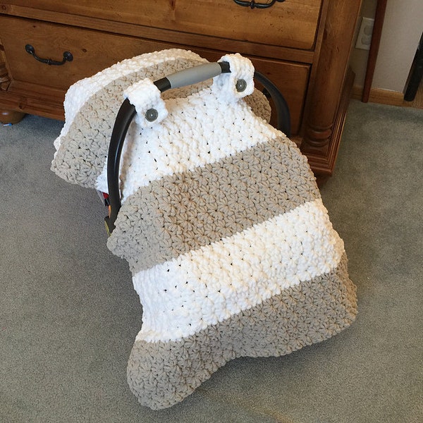 Crochet Pattern for Chunky Star Stitch Car Seat Canopy Cover | Crochet Baby Car Seat Cover Pattern | Baby Blanket Crocheting Pattern