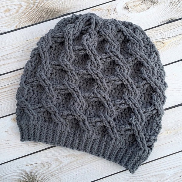 Crochet Pattern for Chain Link Slouch Hat  | 5 sizes | Crochet Slouchy Hat Pattern | DIY Tutorial | Hat Crocheting Pattern