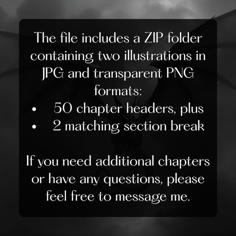 Black Dragon Chapter Header Set – Pre-made Book Design (digital ...