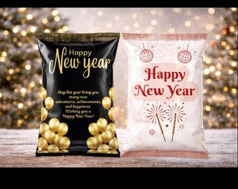 Ensemble de 2 modèles de sac à jetons pour le nouvel an - Cadeau, imprimable DIY, téléchargement numérique