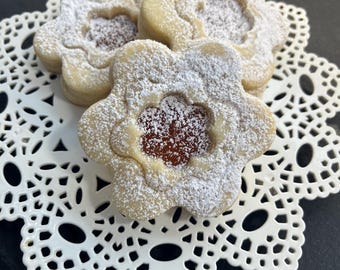 Apricot Jam Sugar Cookies: Vanilla Almond Butter Cookies, 1 Dozen