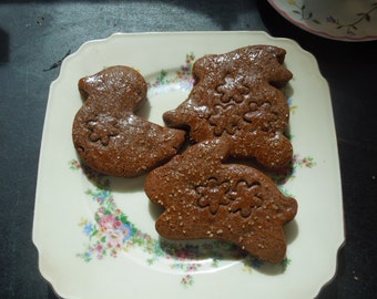 Cocoa Gingerbread Cookies-1 doz Bunnies-Duckling cookie shapes, Fun, festive for Spring Gift Giving