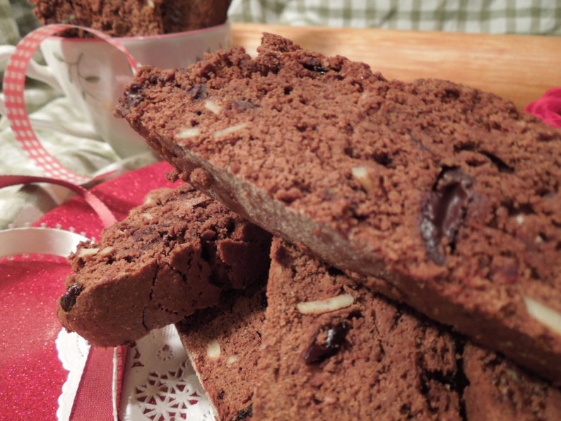 Biscotti-Cherries-Double Chocolate-Twice Baked Cookies-Cocoa Cherries Dunk in Coffee-Double Baked image 4
