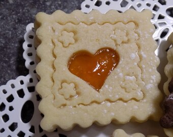 Butter Sugar Cookie with Apricot Jam 1 dozen heavenly soft-Blonde Jammies for Her, birthdays, tea parties, in special shapes