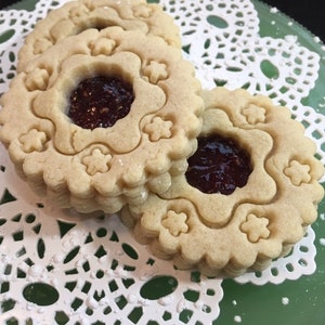 Sugar Cookies with Raspberry Jam-1 dozen Jammies Linzer like, soft-delicious, for Her, Parties, Birthdays, Weddings, Mom, Dad image 2