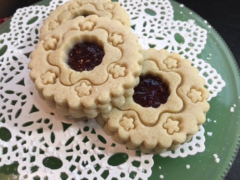 Sugar Cookies with Raspberry Jam-1 dozen Jammies Linzer like, soft-delicious, for Her, Parties, Birthdays, Weddings, Mom, Dad image 2