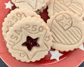 July 4th Celebration Raspberry Jam Sugar Cookies: Vanilla Almond Jammies (1 Dozen)