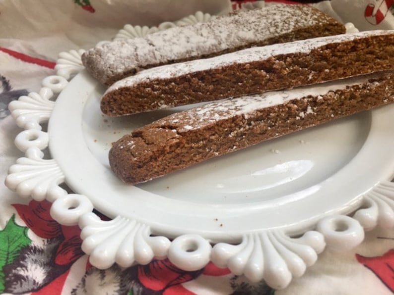 Gingerbread Biscotti for the Holidays, double baked Italian Cookie, gift for Her, Biscotti with a bite. Great to dunk in coffee, Tea Time image 4