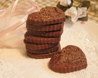 Cocoa-Gingerbread Heart Cookies: Wedding Favors, 2 Dozen