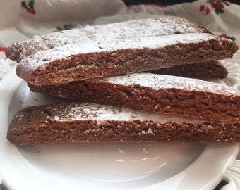 Gingerbread Biscotti for the Holidays, double baked Italian Cookie, gift for Her, Biscotti with a bite. Great to dunk in coffee, Tea Time!!