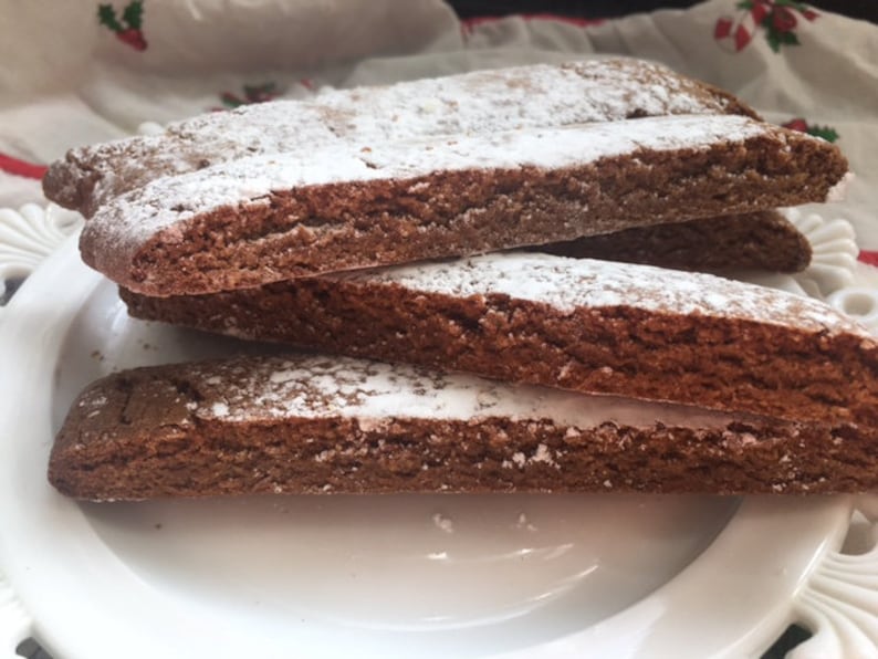 Gingerbread Biscotti for the Holidays, double baked Italian Cookie, gift for Her, Biscotti with a bite. Great to dunk in coffee, Tea Time image 1