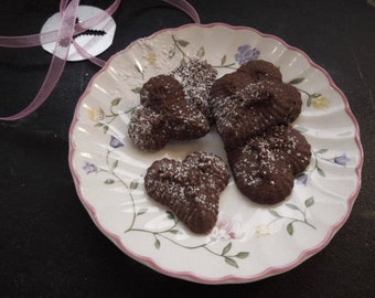 Chocolate Spritz Cookie Hearts, Cocoa Butter Cookie Heart shapes, Chocolate Tea Cookies, Gifts for Her, Mother's Day, Valentines - Birthdays