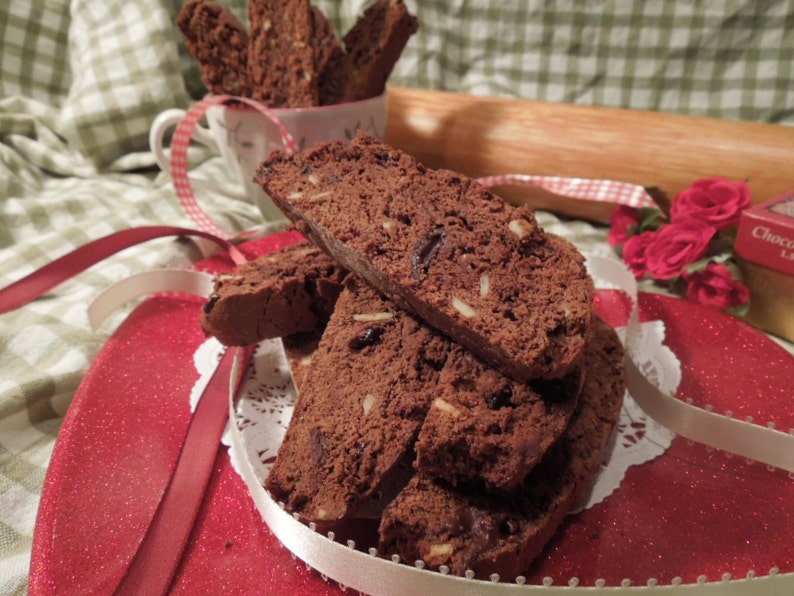 Biscotti-Cherries-Double Chocolate-Twice Baked Cookies-Cocoa Cherries Dunk in Coffee-Double Baked image 5